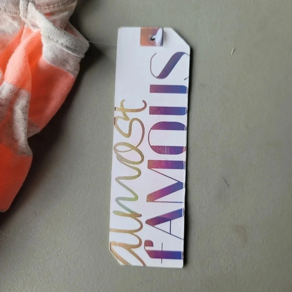 NWT Almost Famous Neon Orange Gray Stiped Chevron Tank Maxi Dress Linen sz M - Picture 7 of 12